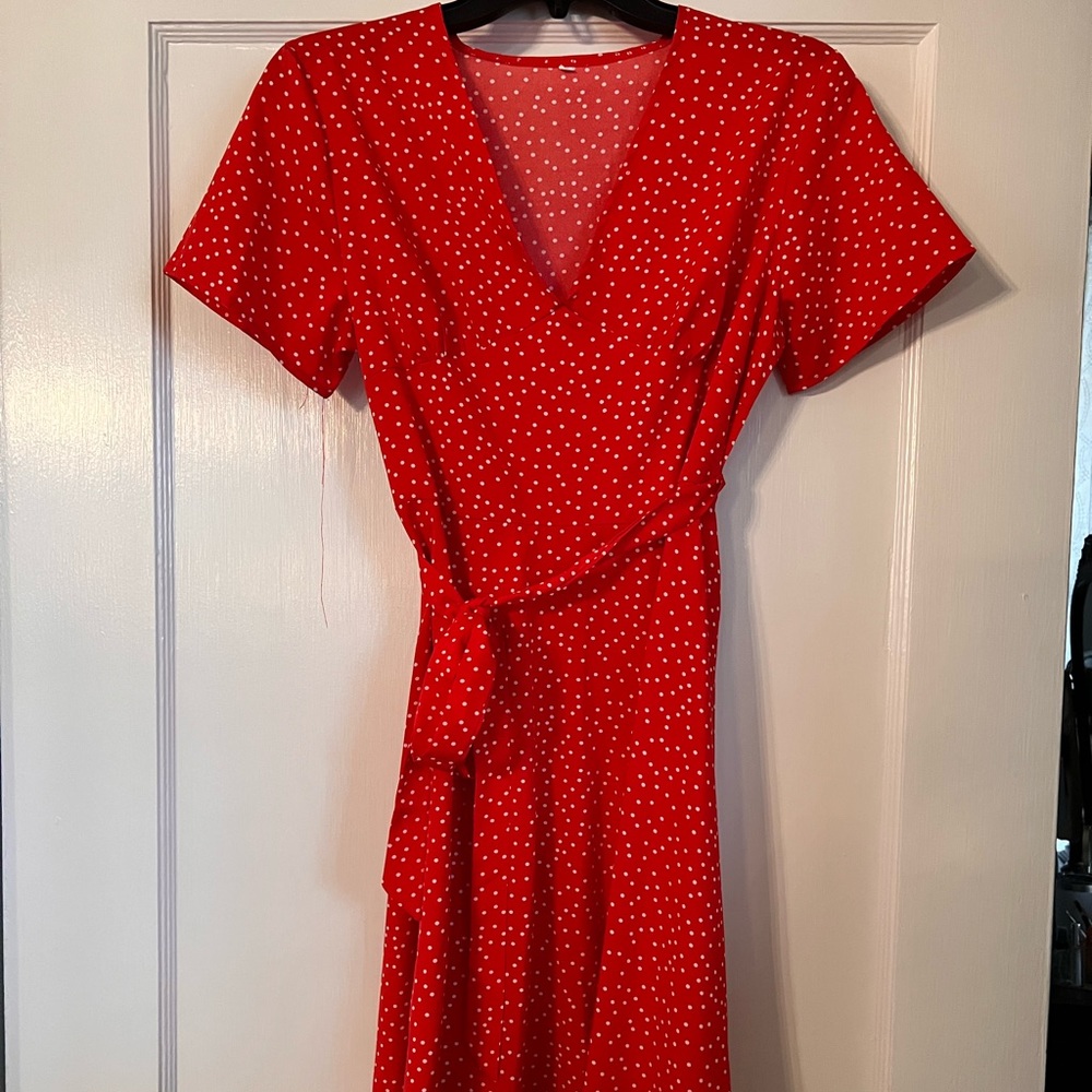 Red polka dot dress